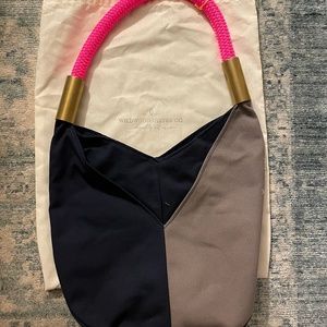 Wildwood Oyster Canvas Tote with Neon Pink